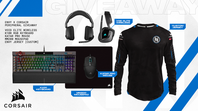 Envy's tweet image. It’s that time of the szn.
Who wants to win a full CORSAIR set up and a customized Envy jersey? 👀🎁

👉 Follow us and @CORSAIR
👉 RT this post
👉 Like this post

Good luck, gamers! #CORSAIRHoliday
Rules and entry: bit.ly/CORSAIRHoliday…