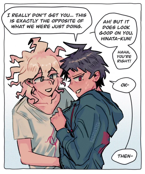 hinata-kun put it on, hinata-kun take it off #komahina #日狛 