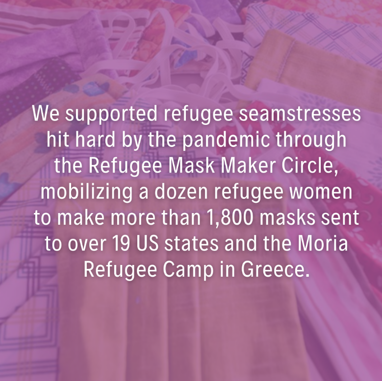 1journeyfest's tweet photo. This year, One Journey empowered #refugee seamstresses hit hard by the pandemic through the Refugee Mask Maker Circle. This Giving Tuesday, please donate to One Journey, working to create a world where all refugees feel welcomed, supported, and valued.  https://t.co/89oQ0KOgpk https://t.co/VFZUFTzcuc