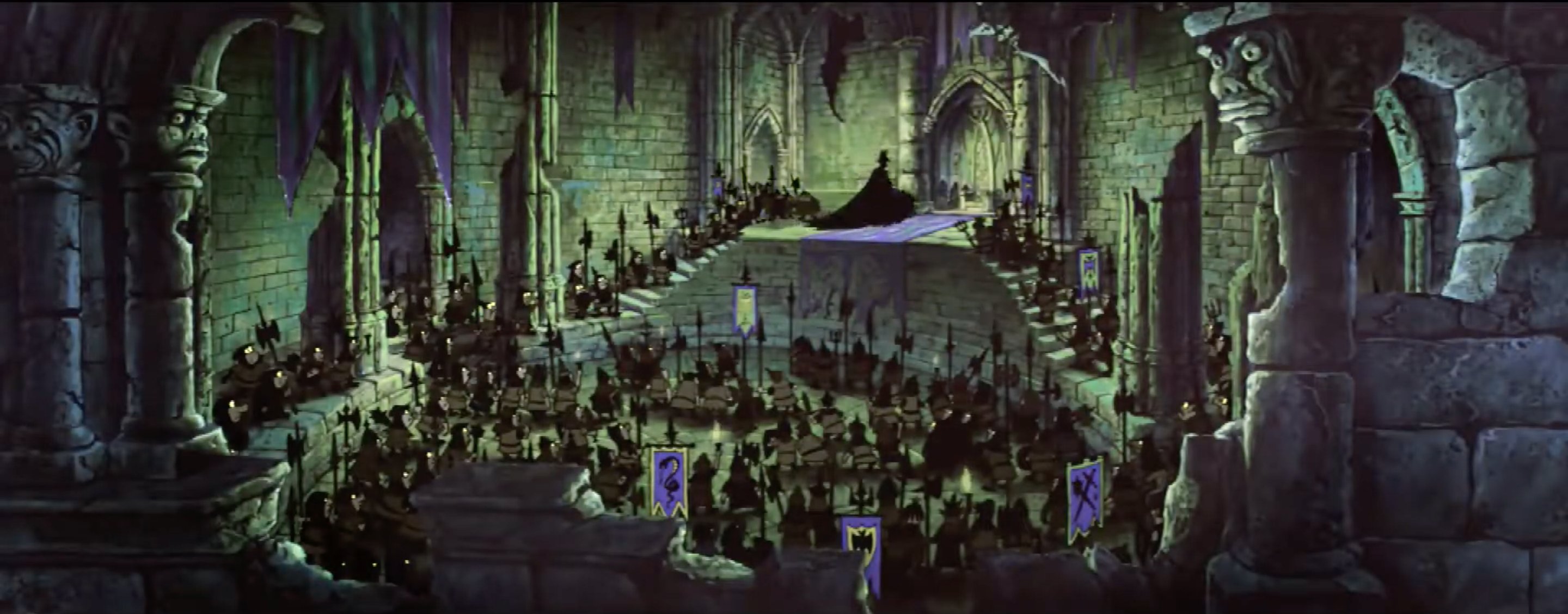 Animated Antic on Twitter: "One attention to detail I love in Sleeping Beauty are in the backgrounds in Maleficent's castle. After the scene where Maleficent lashes out at her goons, the spires