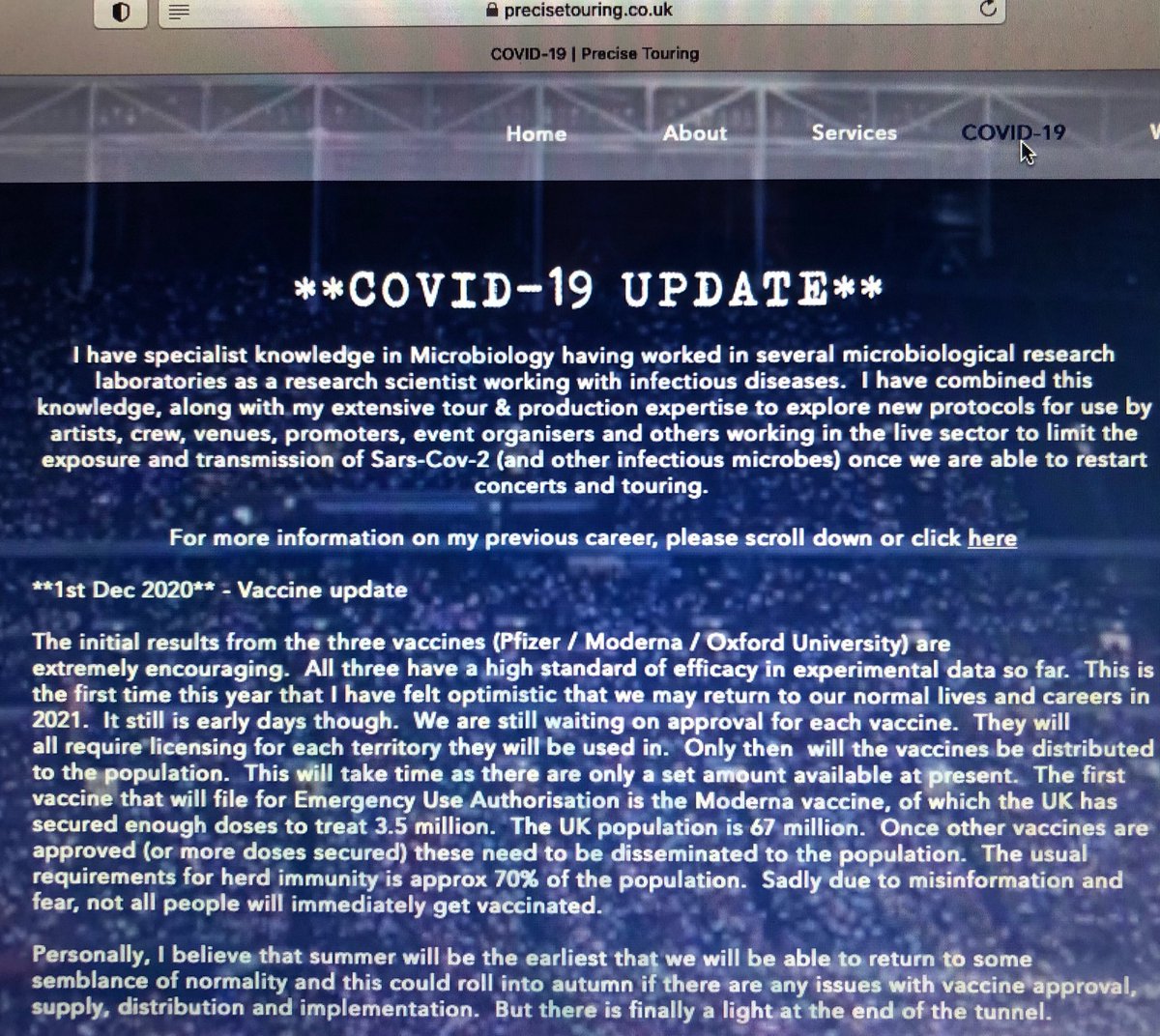 PreciseTouring's tweet image. A brief update on my website, with regards to the latest vaccine news precisetouring.co.uk