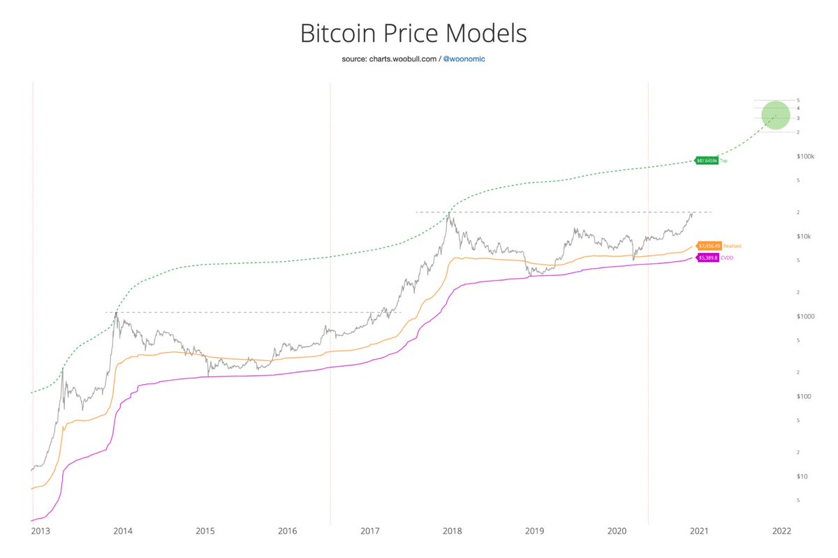Views on 2021 (THREAD):My Top Model suggesting $200k per BTC by end of 2021 looks conservative, $300k not out of the question.The current market on average paid $7456 for their coins. You all are geniuses.