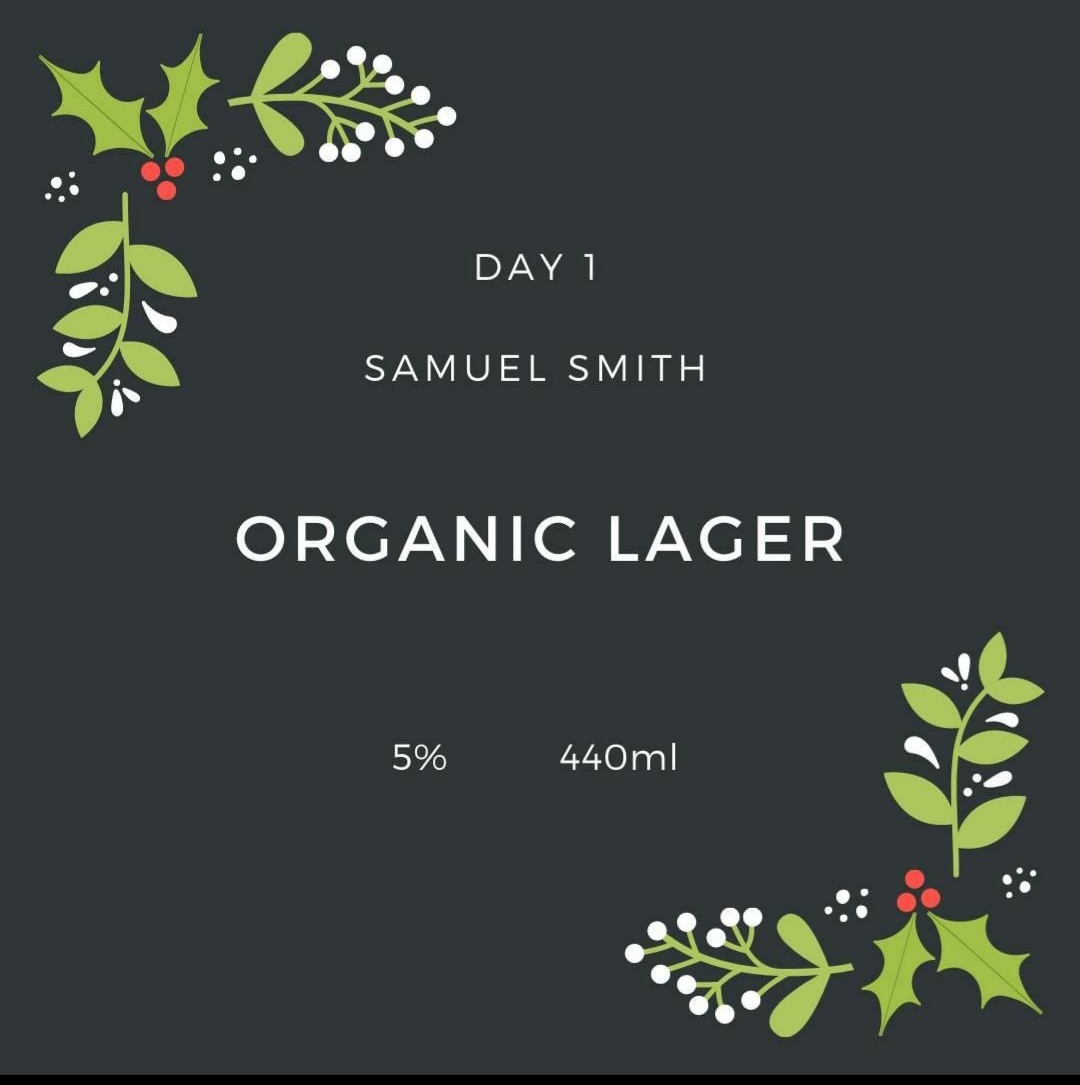 The first beer in our advent calendar is Samuel Smith Organic Lager. #sprucegrove #stonyplain #parklandcounty #AdventCalendar #ShopLocal