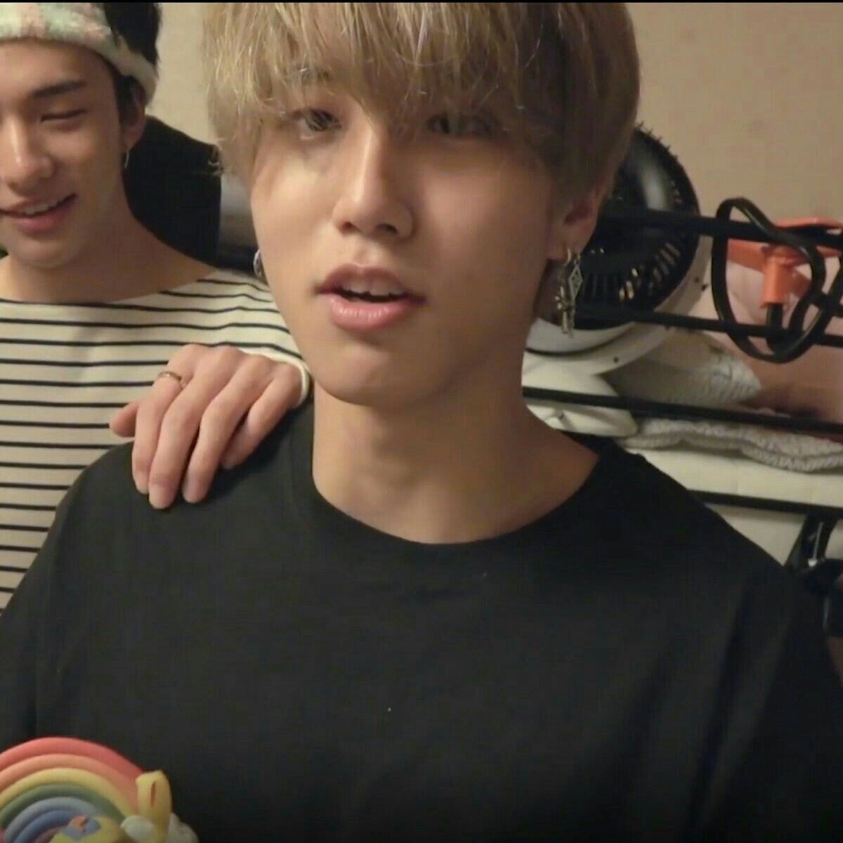 a thread of han jisung with messy hair