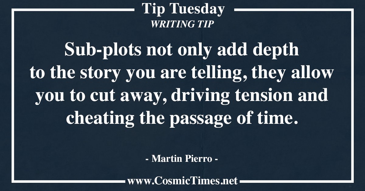 CosmicTimes's tweet photo. Today's writing tip is about using sub-plots as a tool -
Sub plots not only add depth to the story you are telling they allow you to cut away, driving tension and cheating the passage of time.
#TipTuesday #WritingTips #SubPlots #Tips #ComicWriting #MakingComics #ComicScripts https://t.co/NyQiGqocgJ