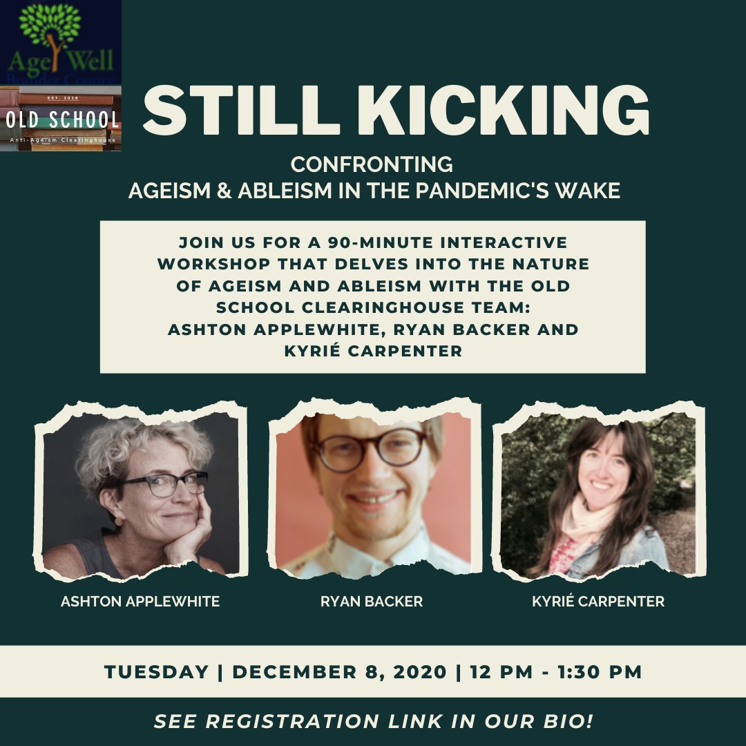 We’ve got another discussion coming up and we’d love to see you there! Click here to register: zoomgov.com/.../vJIsf-6pqT…...!
😉 
.
.
#OldSchoolInfo #OldSchool #Ageism #Ableism #ExposeAgeism #DisruptAging #Learn #Grow #Aging #Speaker #Discussion
