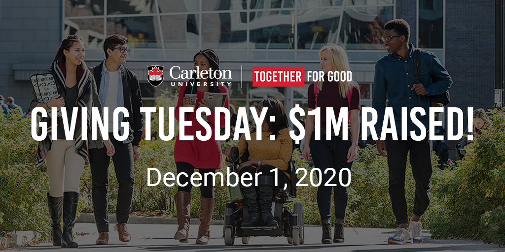 President & Vice-Chancellor of Carleton University (@cu_president) on Twitter photo So proud to announce that we have officially raised over $1M this #GivingTuesday! That unlocks the full $1M in matching funds — meaning more than $2M goes to great projects for our students! The <a href="/Carleton_U/">Carleton University</a> community truly is #Togetherforgood #CUproud So proud to announce that we have officially raised over $1M this #GivingTuesday! That unlocks the full $1M in matching funds — meaning more than $2M goes to great projects for our students! The <a href="/Carleton_U/">Carleton University</a> community truly is #Togetherforgood #CUproud