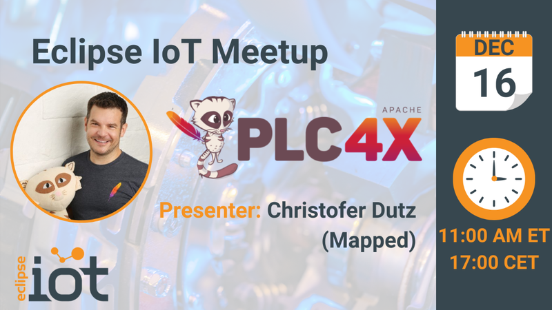 EclipseIoT's tweet photo. Connecting machinery in the #automation industry is impossible without complex #protocols, but how do protocols support machines built to last 20 years? Join the next #IoT meetup &amp; learn from @ChristoferDutz on how Apache PLC4X is changing the industry: https://t.co/NOjvvG8jrA https://t.co/YJKoAptG7S