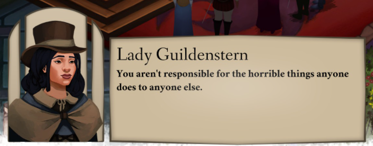 26. this one i put into elsinore, so don't take my word for it, take lady guildenstern's: