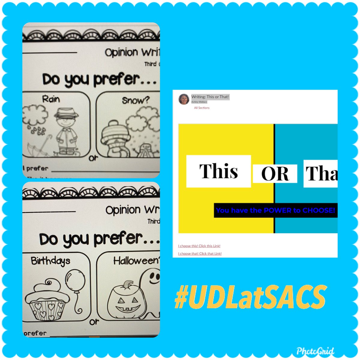 @levelupteacher @WMES_ELEM @sacsk12tweets I wonder which writing activity my students will choose tomorrow! #ThisOrThat #UDLatSacs #WeAreCommunicators #PowerOfChoice #IncreaseEngagement