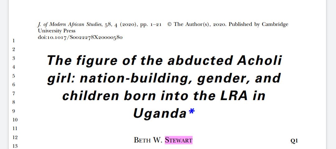 Coming soon! I just approved the proofs of my article:

#academicpublishingtakesforever #lra #northernuganda #AcademicTwitter