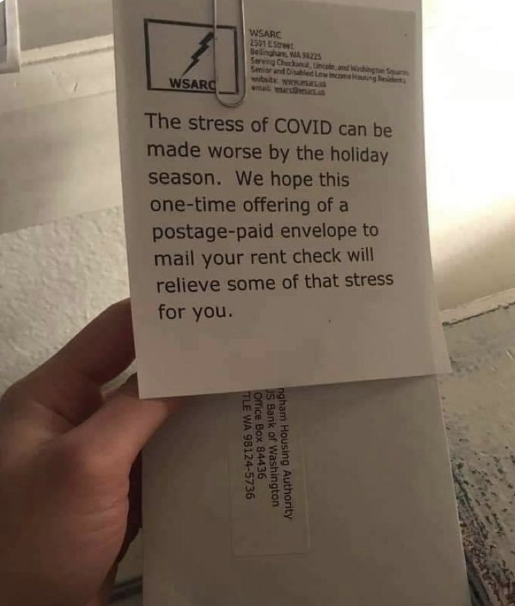 zippyman818's tweet photo. "Imagine being a landlord and thinking that this is a genuinely kind gesture?" #rent #seattle #WSARC #Bellingham #prepaidenvelope #eviction #stampsare55cents https://t.co/MWBoM5VPAD