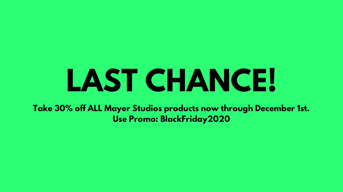 mayerdevstudios's tweet image. Last chance for our Black Friday sale! Take 30% off ALL Mayer Studios products thru December 1st. Enter the code BlackFriday2020 at checkout. Shop now at: bit.ly/39hLvDc
#BlackFriday #BlackFriday2020 #blackfridaysale #Sale #made4fitbit