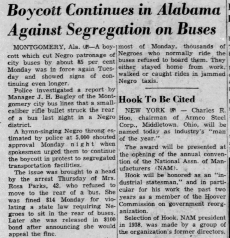On this date in 1955: Rosa Parks is arrested for refusing to give up her seat on a Montgomery, Alabama bus. Here was the initial coverage in Ohio newspapers the week after that.
