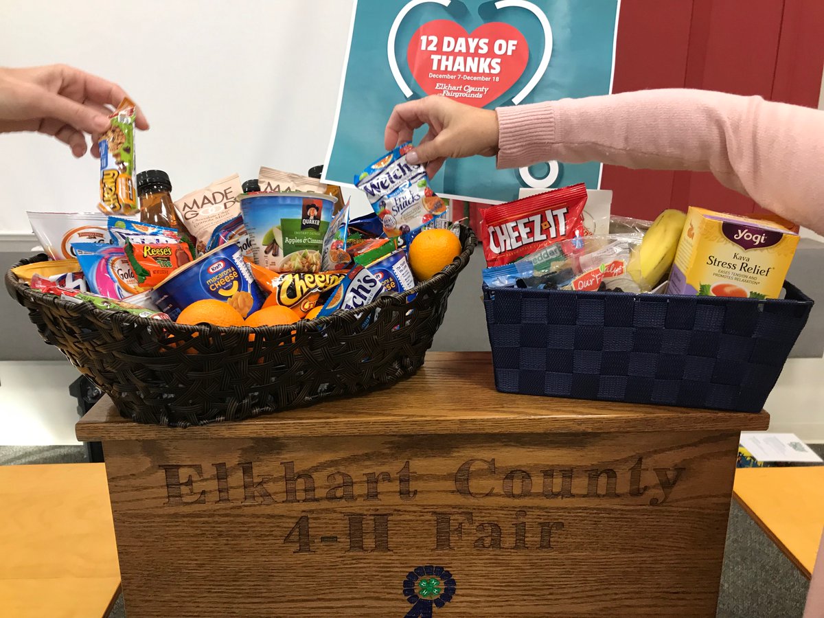 Elkhart County 4-H Fair Board working on new program, known as "12 Days of Thanks", to provide snacks, gift cards,
tokens of appreciation to healthcare workers around the county. Program runs from December 7th thru December 18th