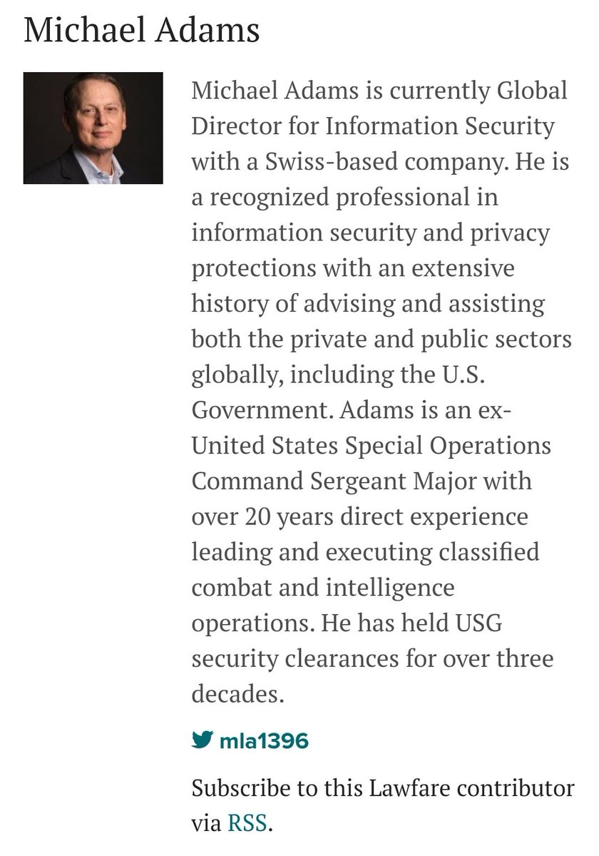 5/ Adams had mentioned Wheeler in one of his Luxoft blog posts and also even penned one article for  @lawfareblog.  https://www.luxoft.com/blog/madams/legal-cyber-killchain-is-now-global/  https://www.lawfareblog.com/why-opm-hack-far-worse-you-imagine