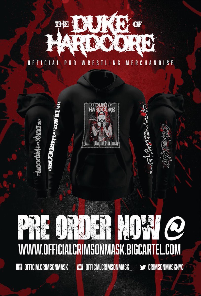 CrimsonmaskNyc's tweet photo. https://t.co/MM8F4BmSCH
Pre Order Ends 12/14 for the #DukeOfHardcore @TheDukeJWM Hoodie. 🔥🔥🔥 https://t.co/kR4IrguZBJ