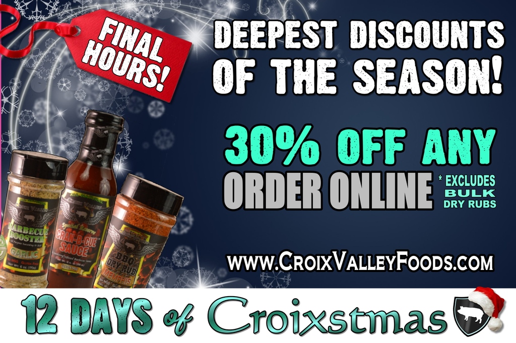 CroixValley's tweet photo. It's the Final Countdown!!  Time is running out to get in on our deepest discounts of the season.  Take 30% your order until Midnight tonight!  Order online today at https://t.co/yWZpBmgHIV and get in on the savings with code CYBER30 #croixvalleynation #12daysofcroixstmas https://t.co/OO09NzZh66