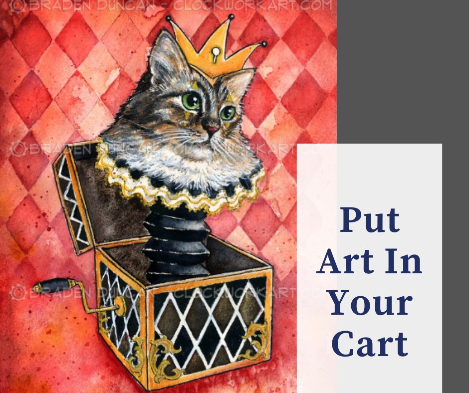 bherdstudios's tweet photo. For the cat lovers on your list, check out Braden Duncan's ClockworkArt and put some Art In Your Cart this holiday season! https://t.co/ABxkKO1idq
#artistshelpingartists #artistsupport #artistsupportartists #putartinyourcart #watercolor #catlovers #catlover #catart #meow https://t.co/4fpixYWDaa