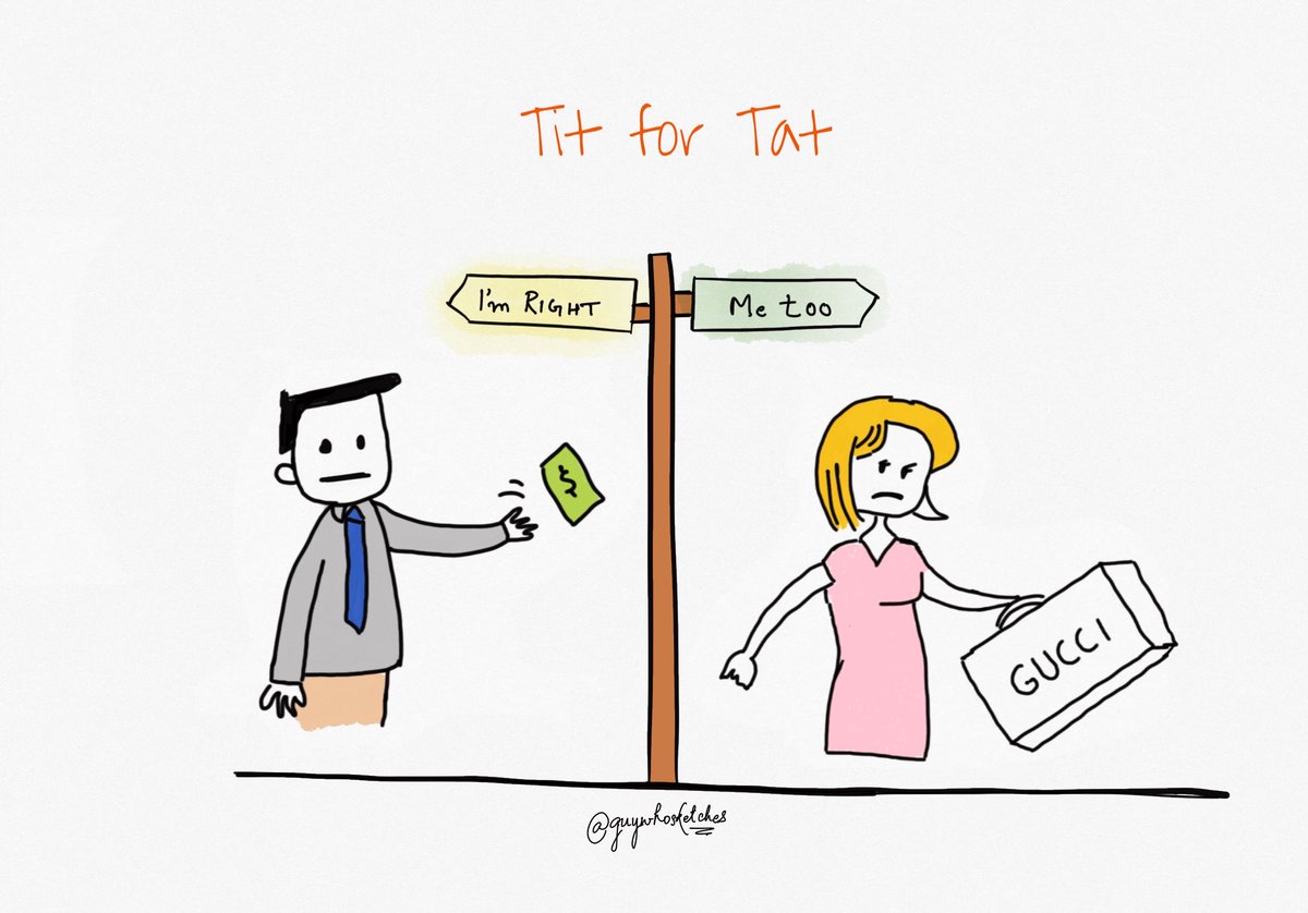 MentalModelsApp's tweet image. Tit for Tat
————
“Tit for tat is a game-theory strategy subject to a payoff matrix like that of a prisoner’s dilemma. Tit for tat was introduced by Anatol Rapoport, who developed a strategy in which each participant in an iterated prisoner’s dilemma...”

ow.ly/v25i30rmBX6