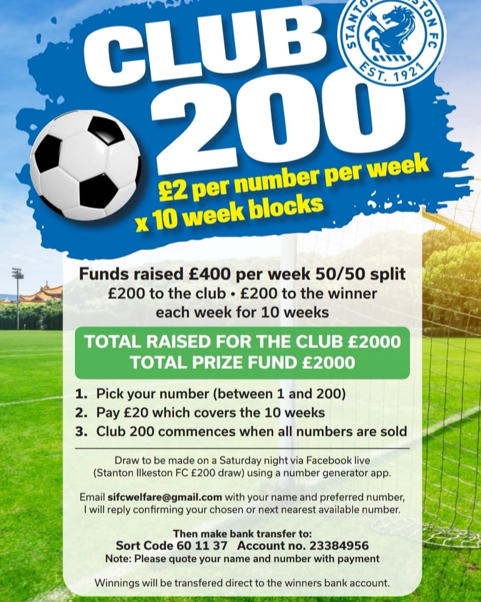 Please help and get involved to raise much needed funds for our club. #stantonilkestonfc #oneworldonestanton #fundraiser
