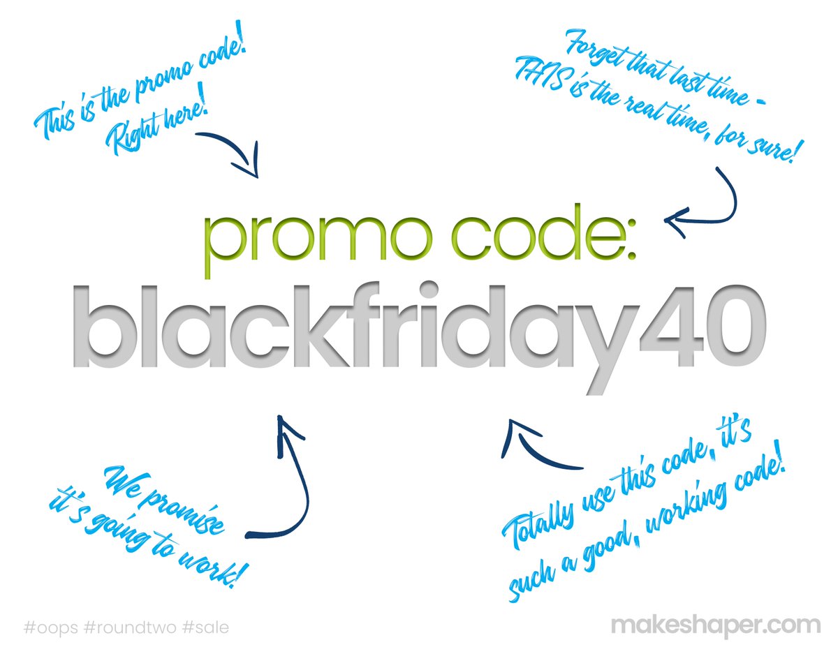 #LifeLesson — If you scheduled a VERY important post for midnight on Black Friday, we recommend double-checking to make sure it actually posted...

So let's try this again! | makeshaper.com

#blackfriday #oneweeklater #sale #3d #filament #3dprinting #cybermonday #makers