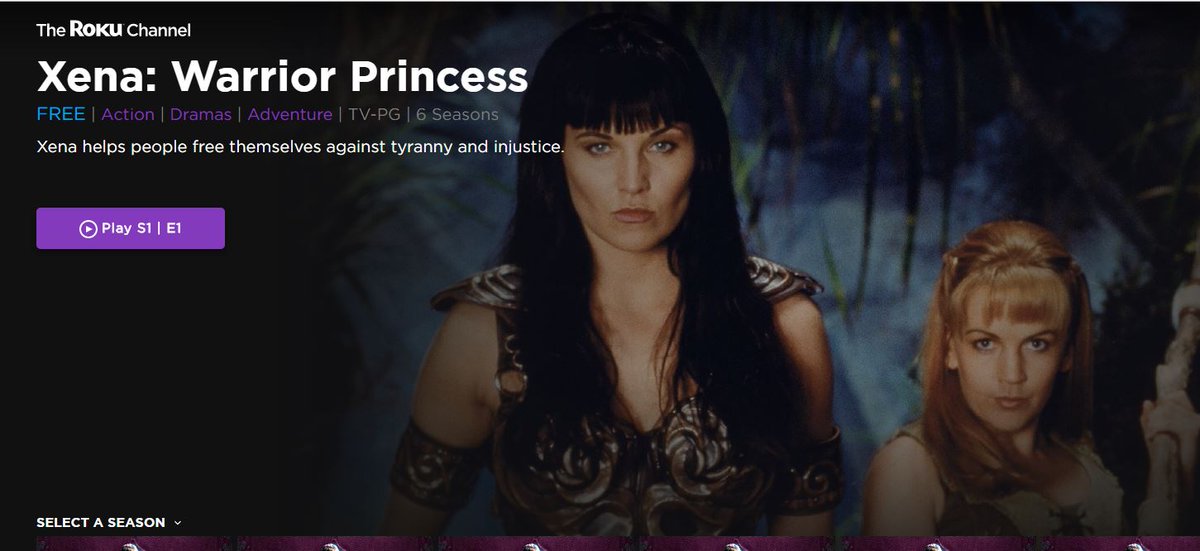 Klippart's tweet photo. #Xena Warrior Princess is now streaming on the Roku Channel in the United States. #LucyLawless
https://t.co/33145EfzyC https://t.co/6xxSpKFpVL
