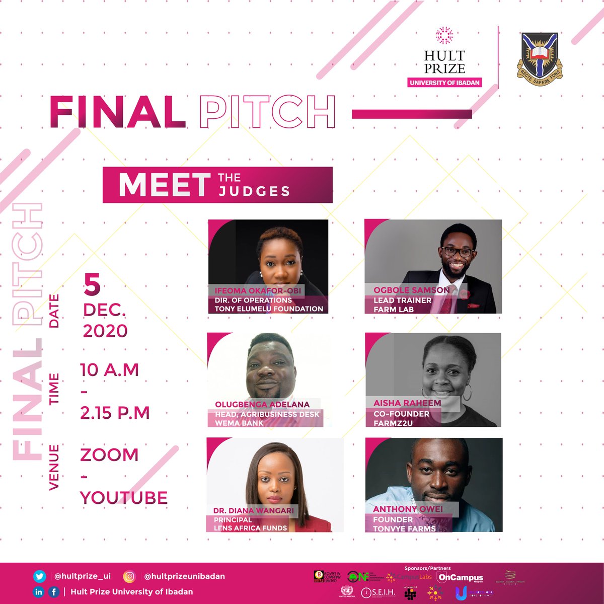 MEET THE FINAL JUDGES! 🤩🤩🤩

With only 4 days to go, we're thrilled to unveil the judges for the Hult Prize University of Ibadan Grand Finale 🤭🤭🤭

Check out 🤩👇🏿 

#HultPrizeUI
#FinalPitch
#ProblemSolvers
#FoodforGood