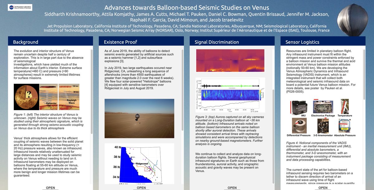 2/ In my poster "Advances towards Balloon-Based Seismic Studies on Venus", I share updates on all the fun things we've done in  #Venus balloon seismology land in the last year or so. (Narration available at the bottom)  #AGU2020  …https://agu2020fallmeeting-agu.ipostersessions.com/?s=74-7D-61-57-C2-E3-53-A8-93-AC-60-06-32-10-94-17