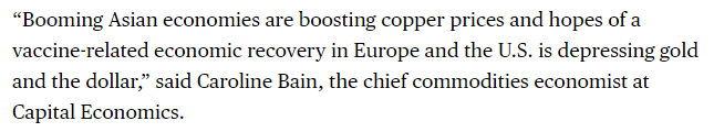 At the same time, there are regional differences in the pace of recovery from the virus. And manufacturing is bouncing back faster than services -- with a long term shift to greener economies also benefitting copper.9/