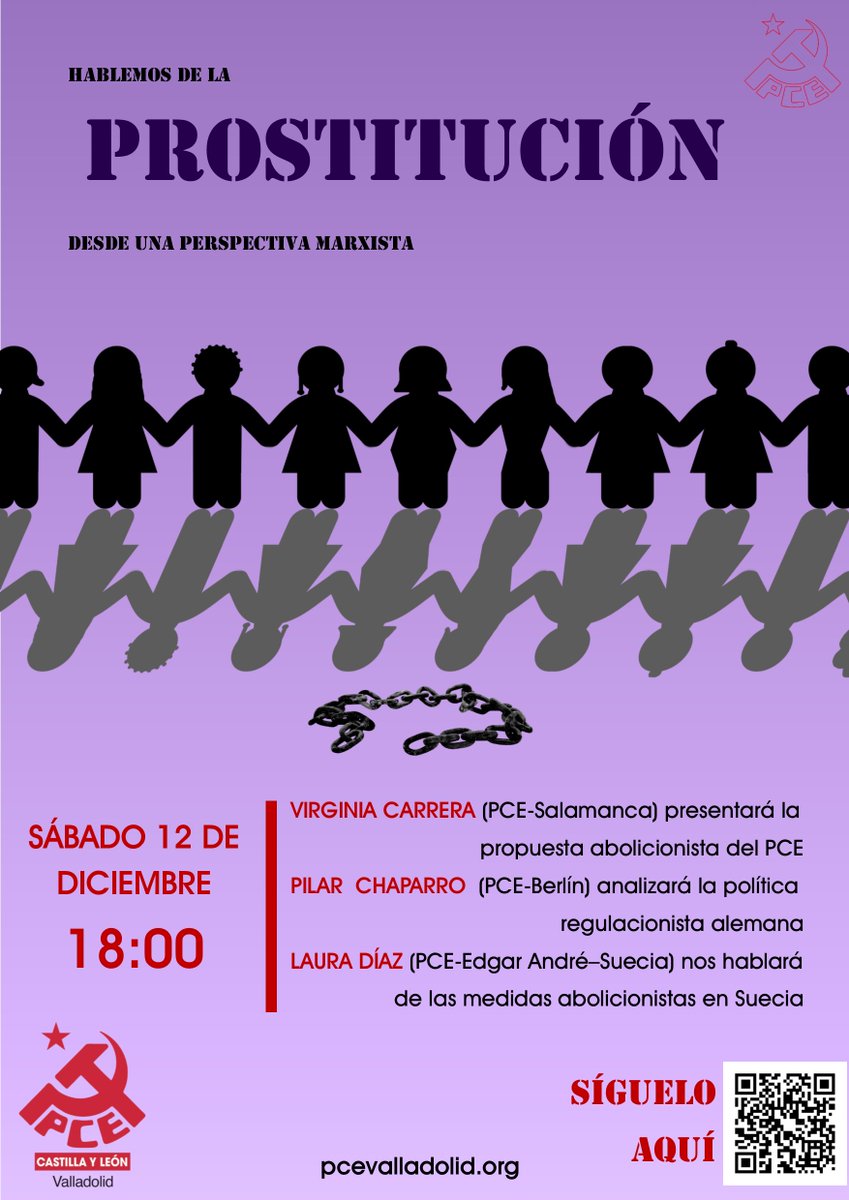 Próximo acto: "Hablemos de prostitución desde una perspectiva marxista".

Sábado 12/12 a las 18:00 en youtube.com/watch?v=bECKCJ…

¡PARTICIPA! ¡DIFUNDE!