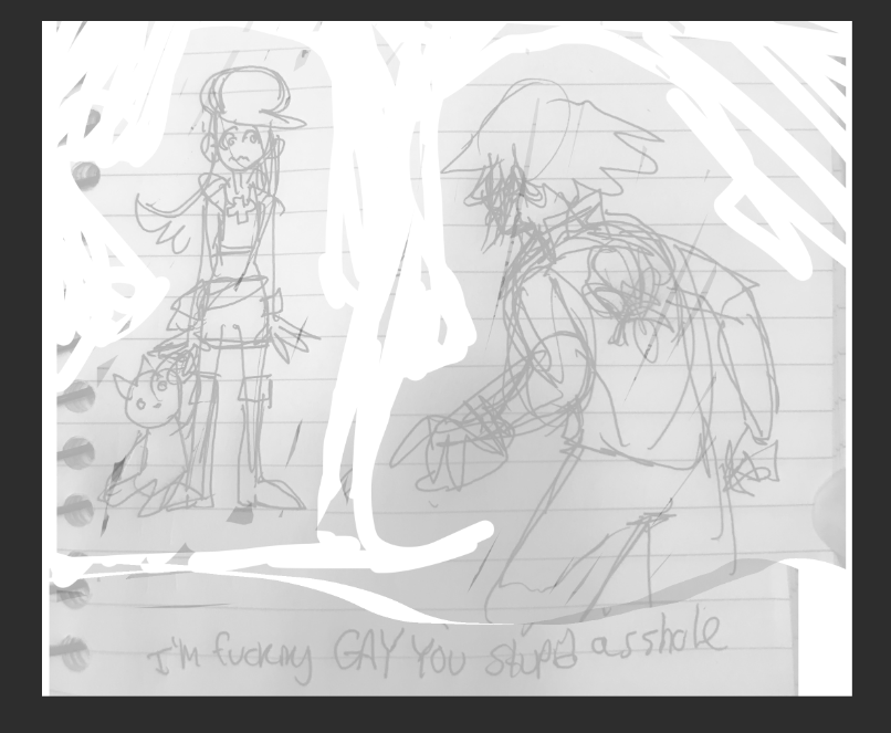 Art process meme dead but thats not gonna stop me. this is how I do my art usually
0) draw something i think is funny in my sketchbook
1) rearrange the sketch to better fit the composition
2) refine the sketch, fill in any details I halfassed
3) Ink the sketch