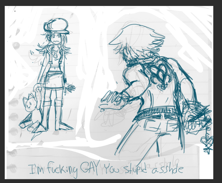 Art process meme dead but thats not gonna stop me. this is how I do my art usually
0) draw something i think is funny in my sketchbook
1) rearrange the sketch to better fit the composition
2) refine the sketch, fill in any details I halfassed
3) Ink the sketch