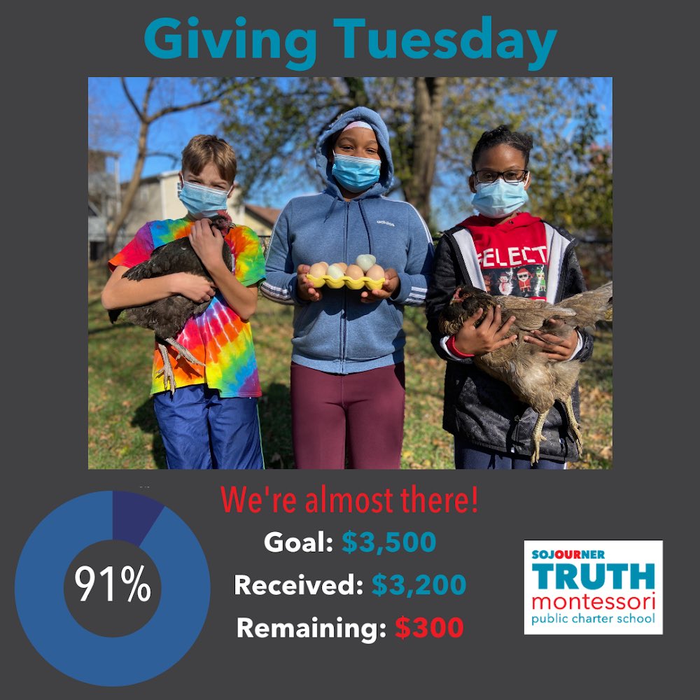 TruthMontessori's tweet photo. WE'RE ALMOST THERE! Today we're raising money for a chicken coop, an integral part of Truth's Farm and Enterprise Program. https://t.co/bs5w2sY8zB