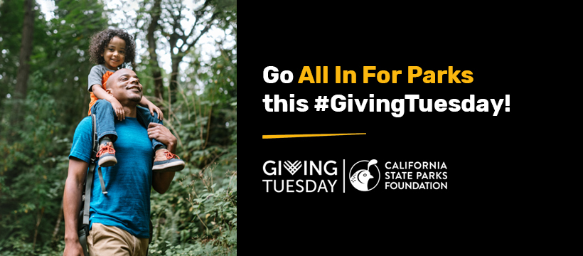 calparks's tweet photo. When you go #AllinForParks this #GivingTuesday, you will help protect and preserve California's state parks for the benefit of all. Join us on this special day of giving and help us raise $50,000 by midnight! Donate now at https://t.co/R4DsUBNPR2. https://t.co/O64R4qfD4k