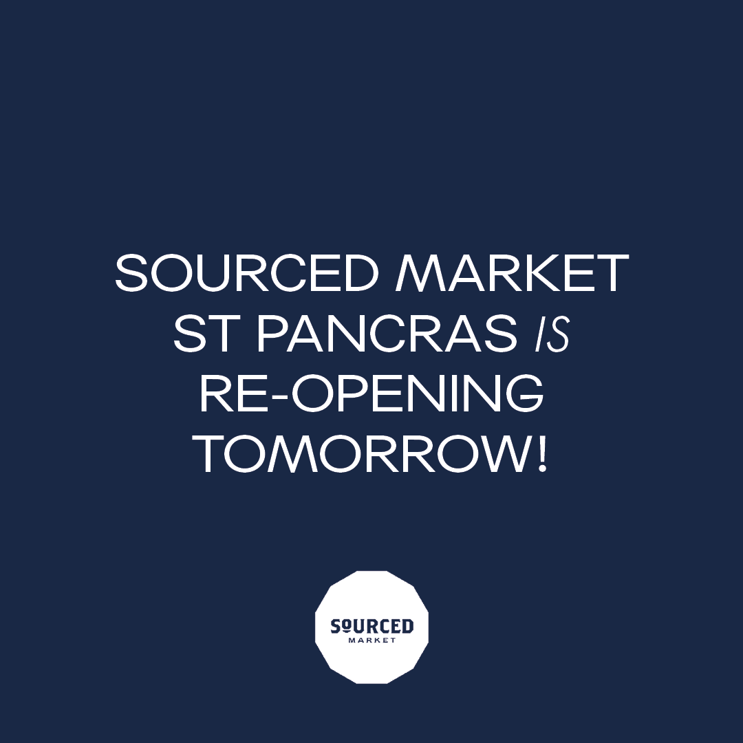 Hi London! We are thrilled to be re-opening tomorrow 🥳⁠
⁠⁠We've adjusted our opening times to 6:30am-6pm.⁠
We'll be serving up fresh food and drinks to-go as well as Christmas gifts and treats!⁠

We are looking forward to welcoming you back at Sourced Market St Pancras 🥂⁠