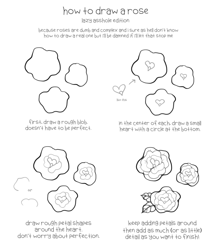 How to draw roses when you really can't be damned to draw a rose. <3 