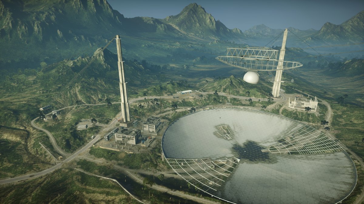 What's scary is an Arecibo-inspired map existed in Battlefield 4's multiplayer. During rounds, you could take out the cables and send the center structure/dome into the dish. BF4 also took place in 2020... https://t.co/fQ2JKPmCwd