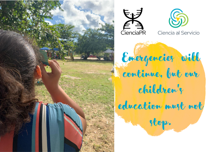 SciNetUCS's tweet photo. Help support our partner @CienciaPR work towards more accessible and equitable education in #PuertoRico. Donate to #ScienceInService at 2pm, 6pm or 9pm ET (the closer to the top of the hour the better) and your gift could be matched! #GivingTuesday https://t.co/1mrc1NABm2 https://t.co/OwpglUsqeS