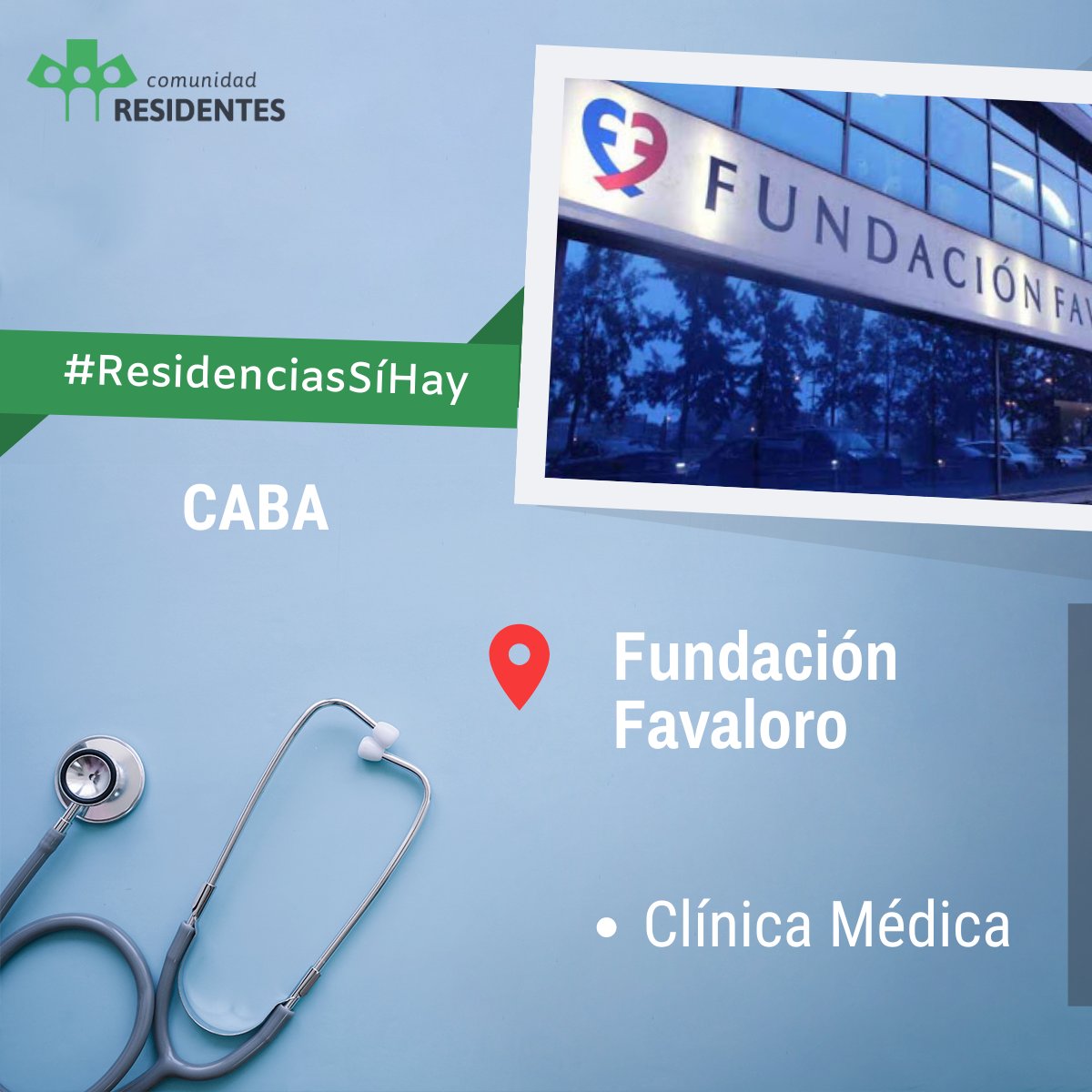ResidentesArg's tweet photo. #ResidenciasSiHay
Nuevo cargo disponible para segundo año de la residencia de Clínica Médica en @fundacionfavaloro
👉 Enviar CV a rfarias@ffavaloro.org y a psilva@ffavaloro.org
#ComunidadResidentes #ResidentesArg
#Salud #SoyResidente #ResidenciasMédicas #Medicina 👩⚕️👨⚕️ https://t.co/WQ7vCnST9U