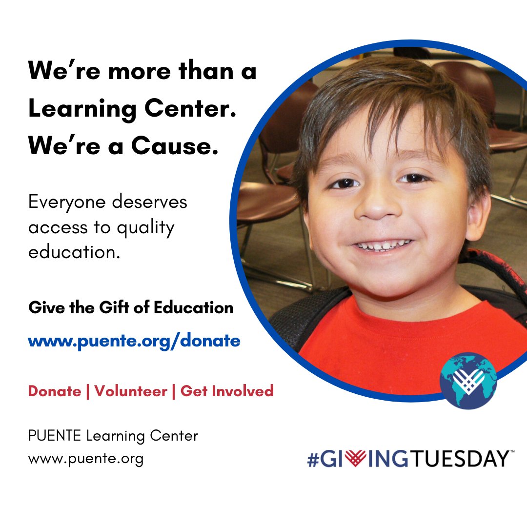 Everyone can have an impact on #GivingTuesday! Join PUENTE today by pledging your support - puente.org/donate

#support #nonprofit #education #learning #community