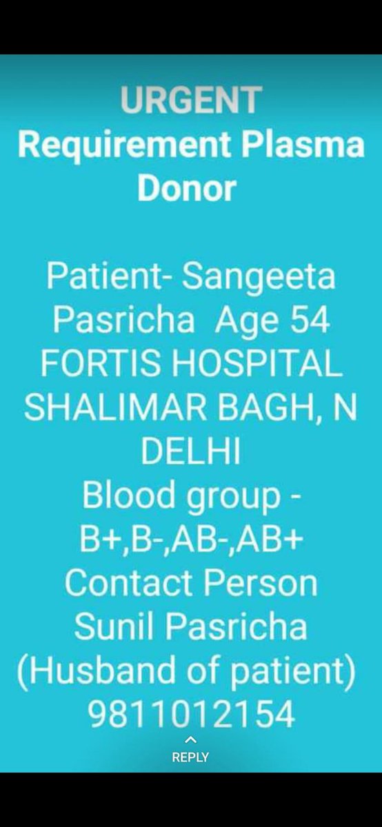 akshay1406's tweet photo. @ArvindKejriwal @msisodia @SatyendarJain @raghav_chadha @CMODelhi please look. Require urgent plasma donor... https://t.co/Y51RYfpqtW