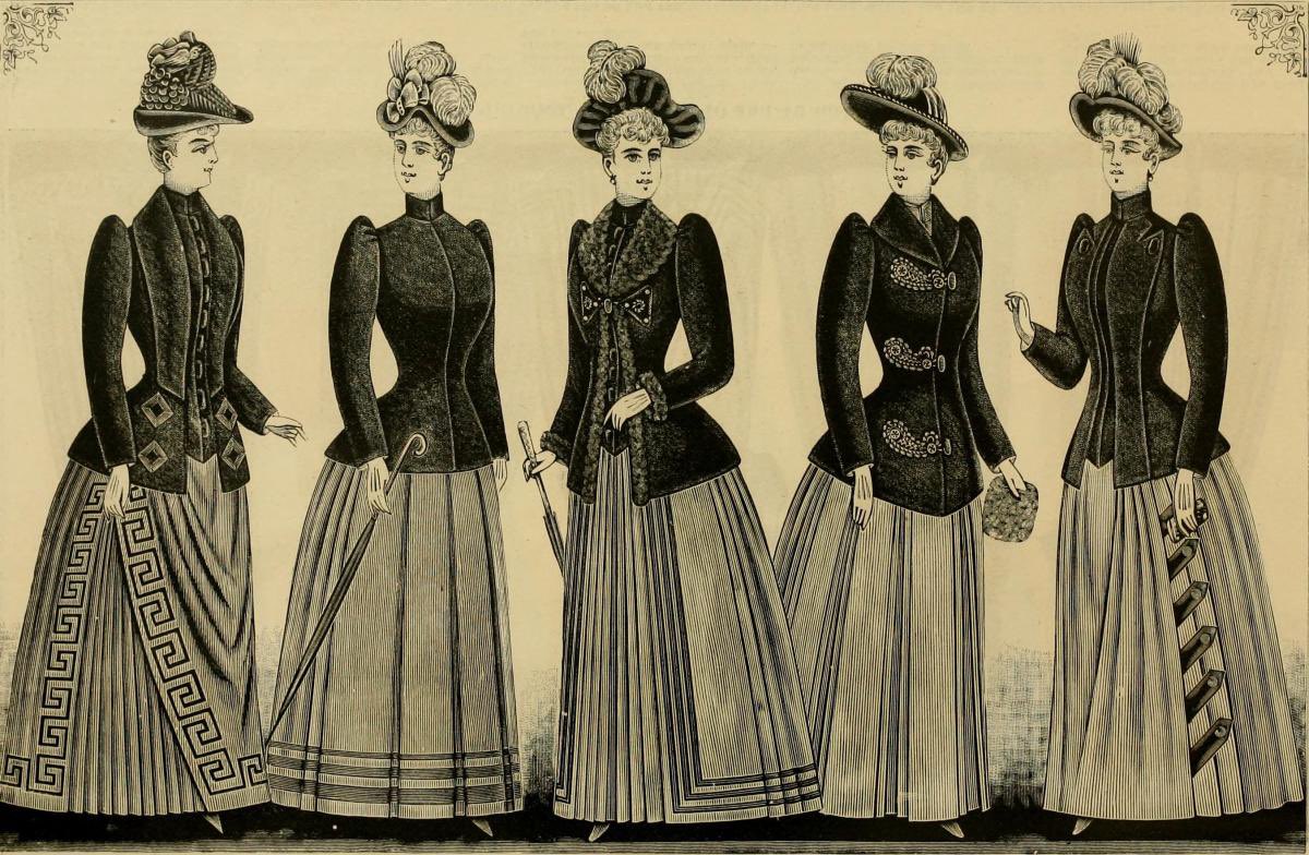 from there, skirts began to grow again, but only in the back: thus, the second bustle era was born. and within a few years, the bustle faded away again into smaller and smaller bustle pads in the 1890s.