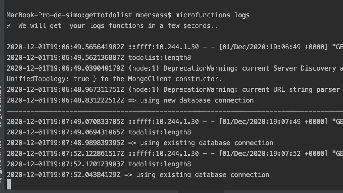 MicrofunctionI's tweet image. show logs for your #Serverless with a simple Cli tools
#DEVCommunity
#nodejs #javascript
#100DaysOfCode #CodeNewbie #DEVCommunity #WomenWhoCode #Android
#webdevelopment #javascript30 #angular10 #React #Nodejs #100DaysOfCode