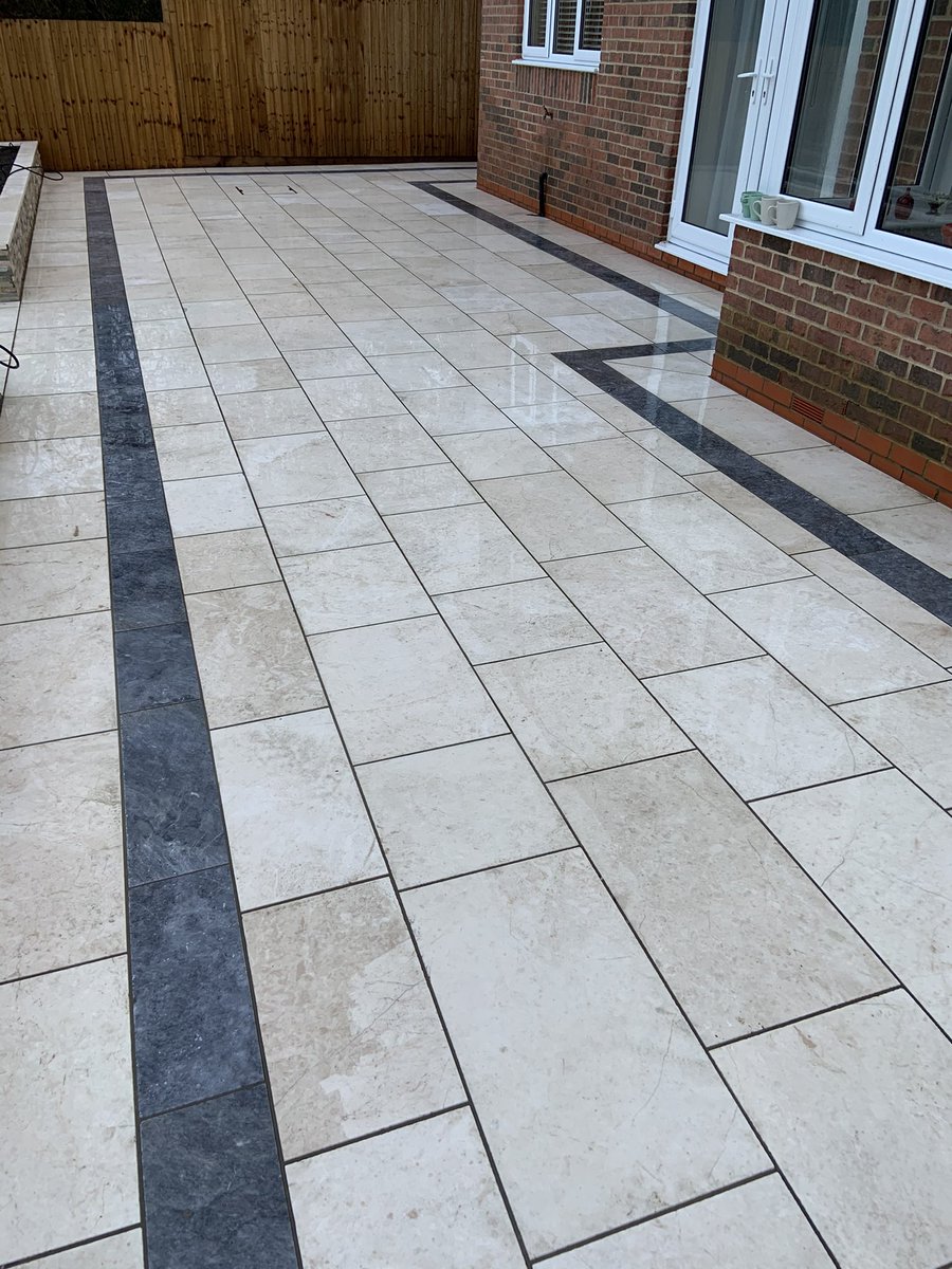 Planting and lighting left to do on this Lazaro Marble patio area, with Drystack clad raised planters @MarshallsGroup @MarshallsReg