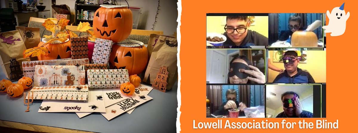 Lowellblind's tweet photo. This October, LAB’s Youth Program hosted a virtual Halloween party! Please consider donating at our website this #GivingTuesday and help us reach $1000 so that we can continue supporting our youth and giving them the experience of a lifetime our youth during these unusual times. https://t.co/tYqwNNsqwE