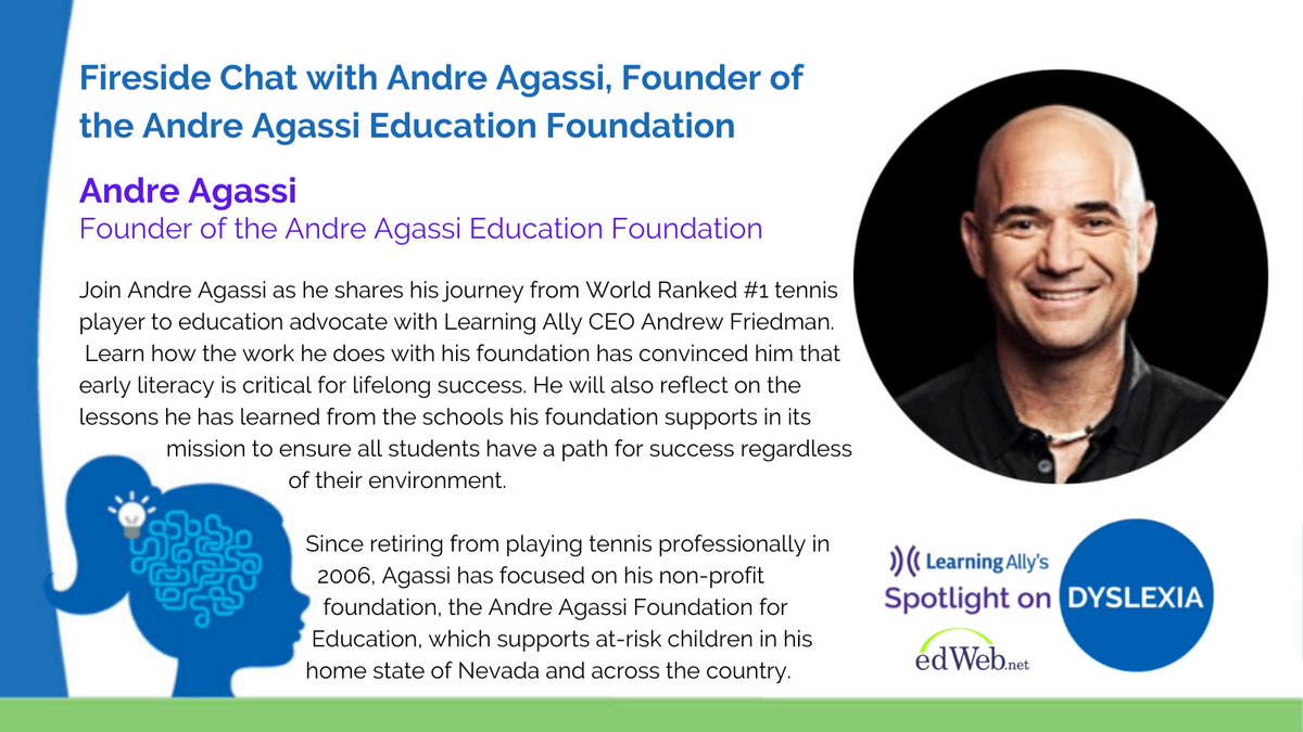 Join #LearningAlly and <a href="/edwebnet/">edWeb.net</a> on Dec. 4th for the Spotlight on Early Literacy Virtual Conference featuring a Fireside Chat with pro tennis legend, Andre Agassi, Founder of <a href="/AAFforE/">Agassi Foundation</a>! 

Register below using code SPEL20TY for $15 off! 
ow.ly/oDRj50C4ntg