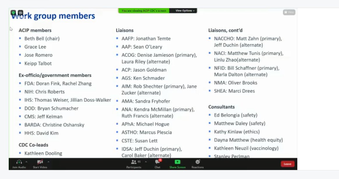 LIVE: A  @cdcgov advisory committee is meeting right now to recommend who should get first covid-19 vaccines when they're available. Here are the work group members. https://www.ustream.tv/channel/VWBXKBR8af4