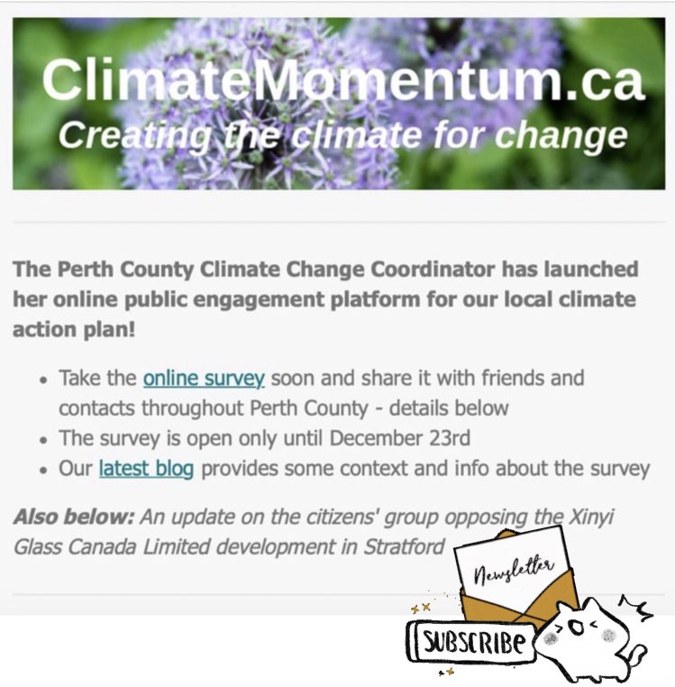 climatemomentum's tweet image. Our latest e-newsletter is out! Links to the online public consultation for our local climate action plan &amp;amp; links to keep you updated on the proposed Xinyi glass development. Take a look! &amp;gt; mailchi.mp/4da01c916da2/h… And take the climate plan survey! &amp;gt; perthcountyclimate.ethelo.net/page/welcome