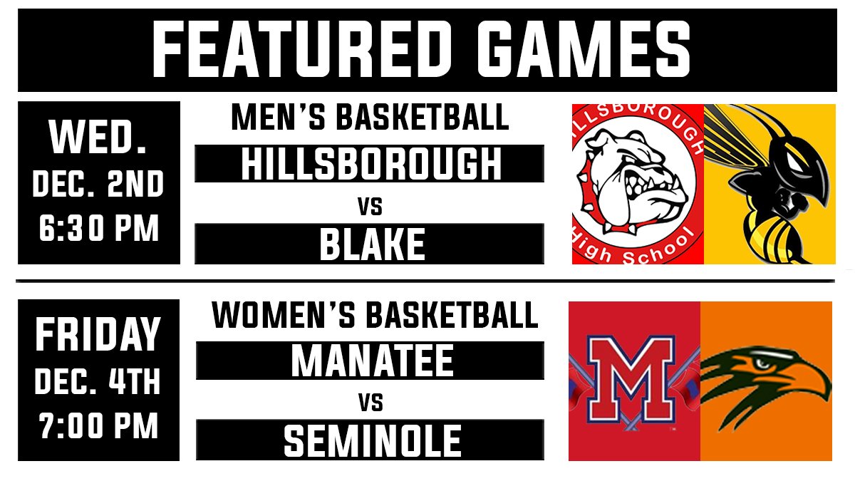 In addition to Tampa Bay Basketball games of the week, you can also watch a featured game in both Pinellas and Hillsborough County each week. 📺

This week's featured basketball games ⬇️